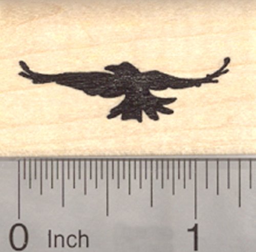 Crow in Flight Rubber Stamp, Silhouette