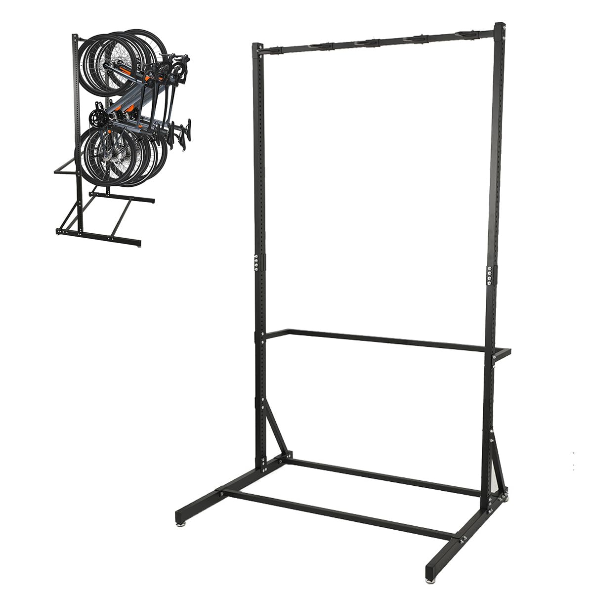 Fahrradständer Für 5 Fahrräder Belastbar bis 136kg, Höhenverstellbar Rennrad Ständer für Zuhause Fahrrad Ständer Halter Indoor Garage Keller Lagerung im Freien Montageständer, 117x94x205cm