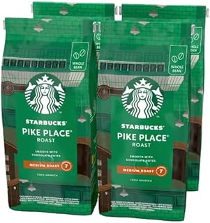 Starbucks Pike Place Medium Roast Coffee Beans 450g bag (Pack of 4)