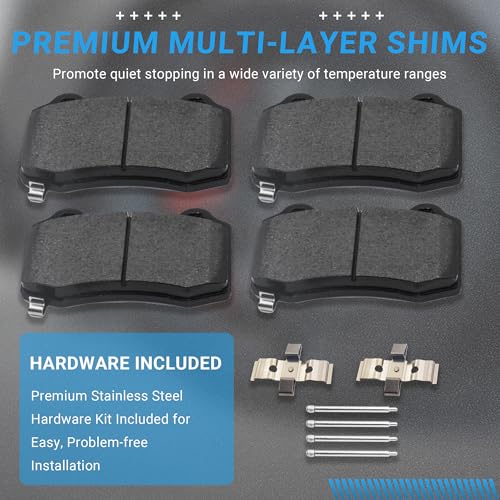 Image of Brake Pads Rear Set Compatible with Cadillac CTS STS, Chevy Camaro, Chrysler 300, Dodge Challenger Charger Magnum, Tesla S X Automotive Replacement Rear Brakes Semi-Metallic D1270