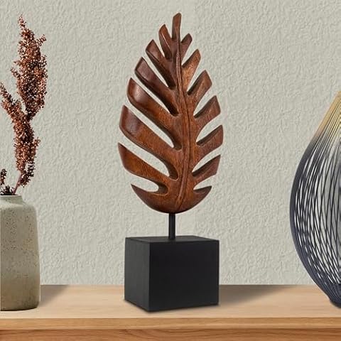 Decozen Living Room Decor: Handcrafted Leaf Design Centerpiece - Bedroom, Indoor Coffee Table, House, Dining Room, Farmhouse & Kitchen Decor, Housewarming Gifts and Accessories - Solid Wood Cover