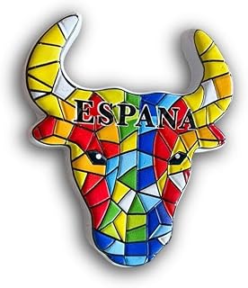 España Bull Souvenir Magnet, Mosaic Design, Colorful Decorative Spanish Art, Geometric Pattern