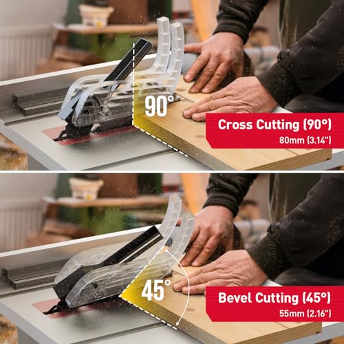 Marvtool 4600RPM Portable Table Saw 10 inch, 15Amp Tablesaw, 90°Cross Cut & 0-45°Cutting, Multifunctional Benchtop with 36T Blade for DIY, Furniture Making, Woodworking thumbnail 5