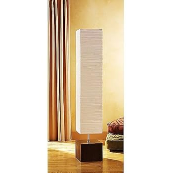 mainstays white rice paper floor lamp with dark wood base
