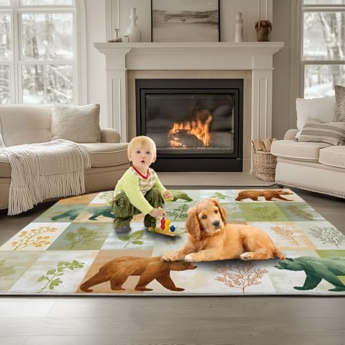 Tapis blanc a poil ras doux et facile a nettoyer pour cuisine et salon