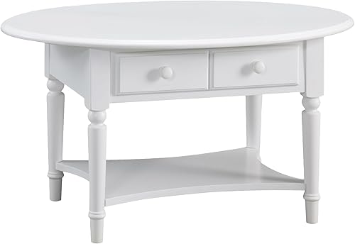 Miniatura 34 de Leick Home 10109-CH Mesa de centro ovalada pequeña con estante, color cereza chocolate Chocolate Cherry,blanco (Orchid White),Nuez pacana,Roble de