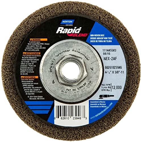 Norton 66261023946 4-1/2x5/8-11 In. Bear-Tex Rapid Blend NEX AO Fine Grit Non-Woven Depressed Center Discs, 10 pack