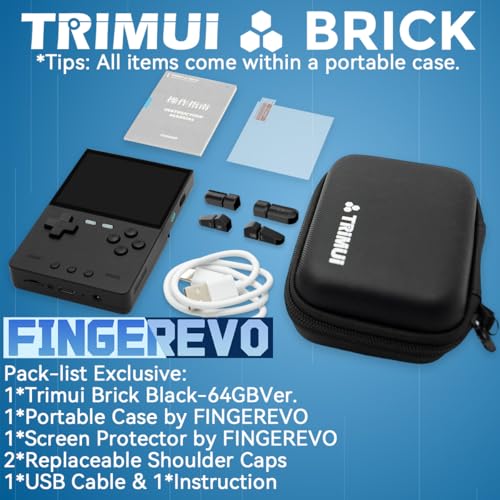 Image of FINGEREVO Trimui Brick Handheld Game Console 3.2 inch 1024 * 768 IPS Screen 3000mAh Trimui Brick Opensource System with Portable Case and Screen Protector Black