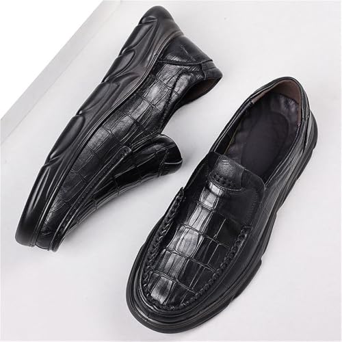 Men's Genuine Leather Loafers Slip-On Business Casual Spring Arrival Anti-Slip Chunky Sole Comfortable Dad Shoes2
