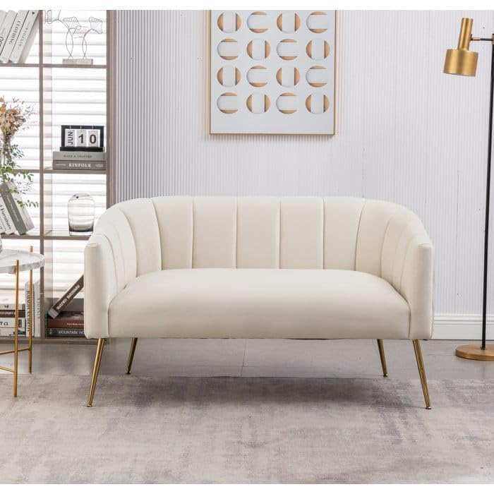 Image of 2-Seater,Loveseat Sofa Couch for Home and Living Room Bedroom & Office and Hallway Sofa (Beige)
