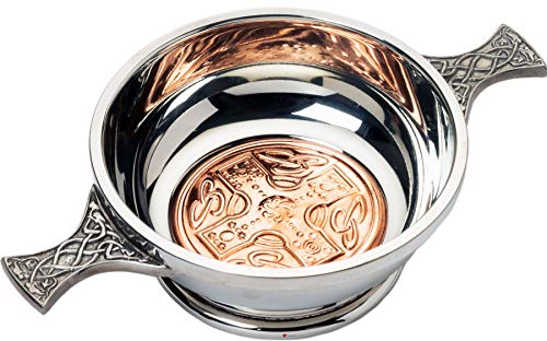 Quaich de 4" con Cruz Celta Escocesa e Inserciones de Cobre Artesanal 2