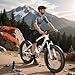 Incbruce 26 Inch Fat Tire Mountain Bike, High Carbon Steel Frame, 21 Speed MTB with Dual Disc Brakes for Men/Women/Adults (White)