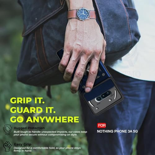 Image of AIBEX Back Cover for Nothing Phone 3(a) 5G | D10 Tough Armor Case | Sliding Camera Shield | 360 Protection | Kickstand Ring Holder | Military-Grade Shockproof Bumper Case