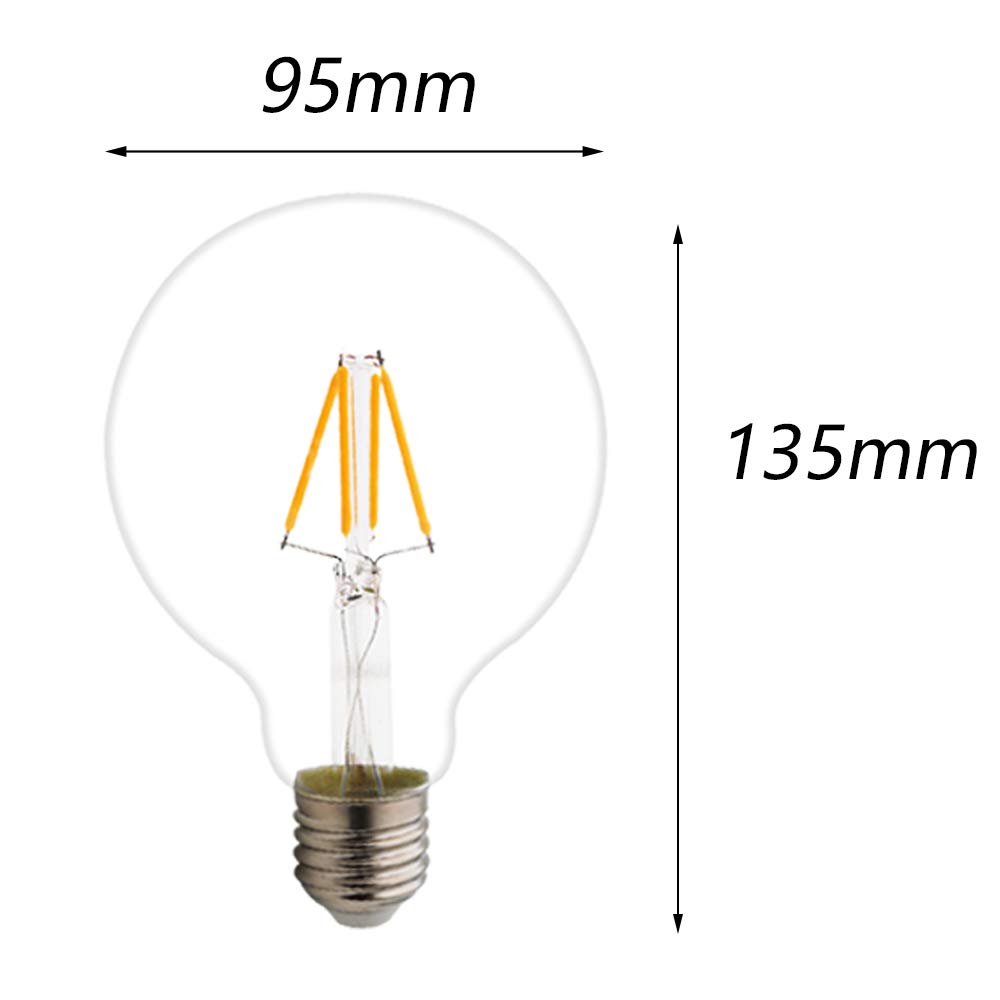 Bombilla E27 Vintage Edison Lamparas Antigua Retro Regulable Lampara Bulbo Filamento G95 4W Blanco Cálido - Pack de 18 Unidades