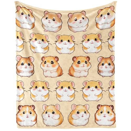 Homieblanket Hamsterdecke für Jungen und Mädchen, niedliches Hamster-Design, bedruckte Überwurfdecken für Kinder, Schoß, Stuhl, Sofa, warm, weich, gemütlich, 101,6 x 127 cm Homieblanket Hamsterdecke für Jungen und Mädchen, niedliches Hamster-Design, bedruckte Überwurfdecken für Kinder, Schoß, Stuhl, Sofa, warm, weich, gemütlich, 101,6 x 127 cm