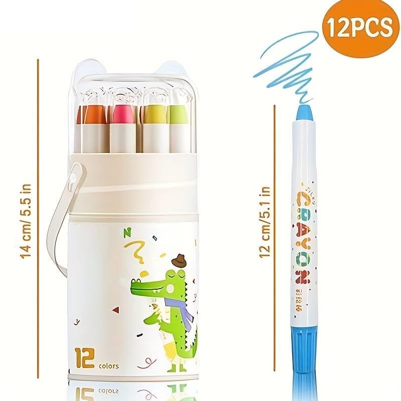 Image of HUBTURE 12 Color Washable Twistable Crayons Set for Kids - Rolling Wax Color Pens, Mess-Free No Sharpening Coloring Supplies - Non-Toxic Mini Crayons for Drawing, Art & School