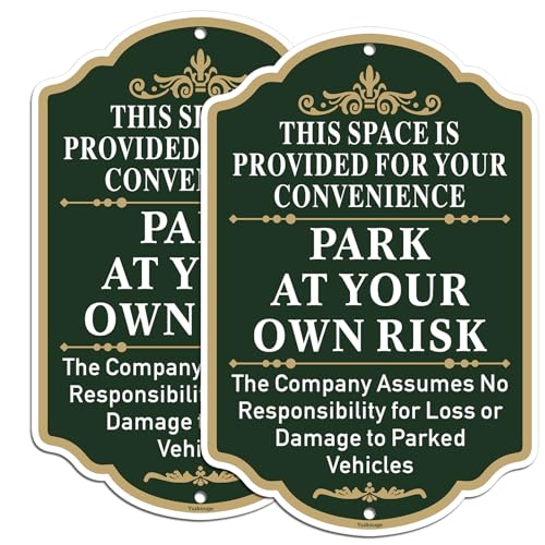 Panneau Park at your Own Risk idéal pour sécuriser un parking privé