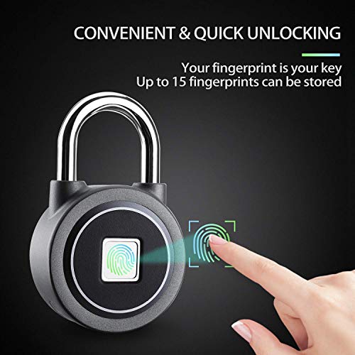 Fingerprint Padlock, Bluetooth Connection Metal Waterproof, Suitable for House Door, Suitcase, Backpack, Gym, Bike, Office (Grey) - Thumbnail 2