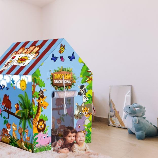 Image of Kids Play Tent House for Boys & Girls | Foldable Toy House for Indoor & Outdoor Fun | Tent House for Kids 2 to 6 Years | Portable Playhouse Kids House Tent (Jungle Tent House)