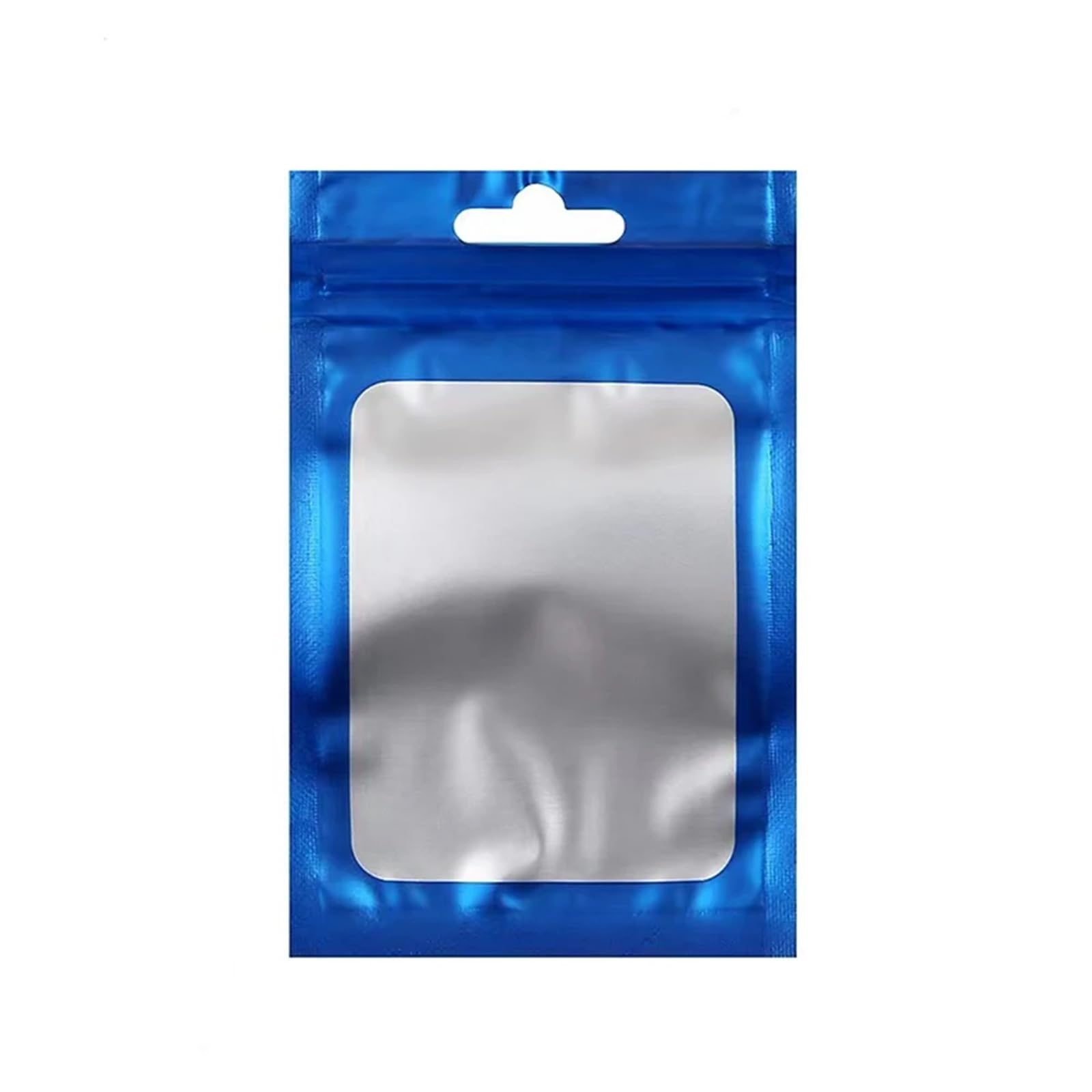 Sacchetti Mylar, sacchetti richiudibili, 100 pezzi di sacchetti di alluminio colorati con chiusura a zip, foro for appendere, finestra trasparente opaca, chiusura lampo autoadesiva(Blue,18X26CM-OTHER)