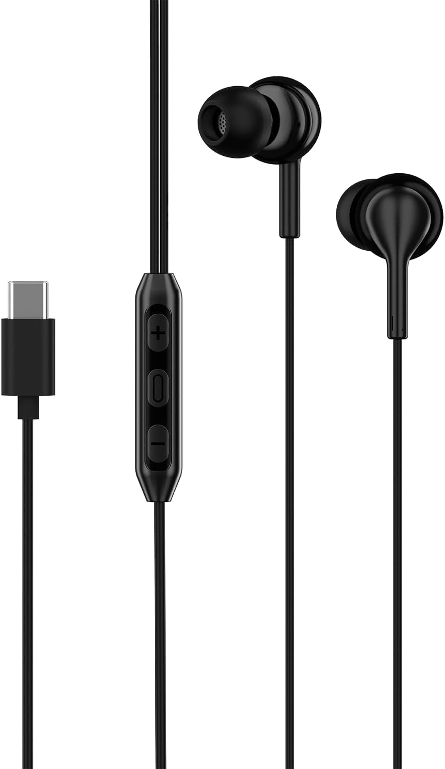 Original for Boat Ergonomic in-Ear Type-C Wired Earphones 100 C with Clear Microphone and Multifunction Controls, Durable Cable, Black Finish (KN-HG43)