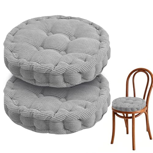 Cojines redondos para silla pack de 2 en gris claro de 40x40 cm 2