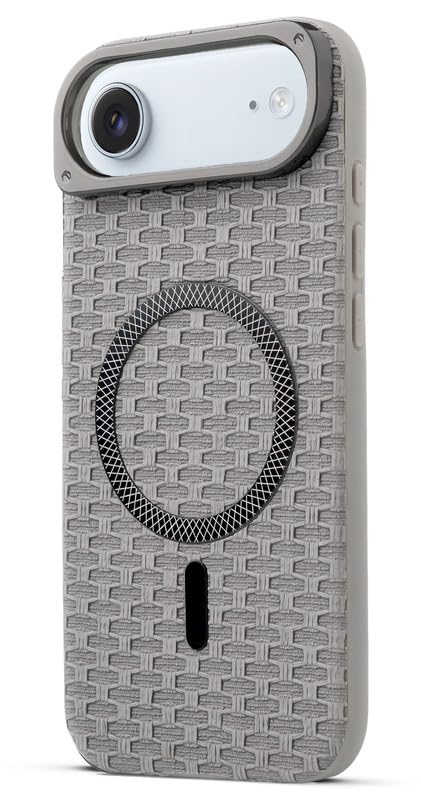 Mr. Case Woven Pattern Back Cover for iPhone 17 Air | Compatible with Wireless Charging | Anti-Slip | Durable Phone Case – Grey