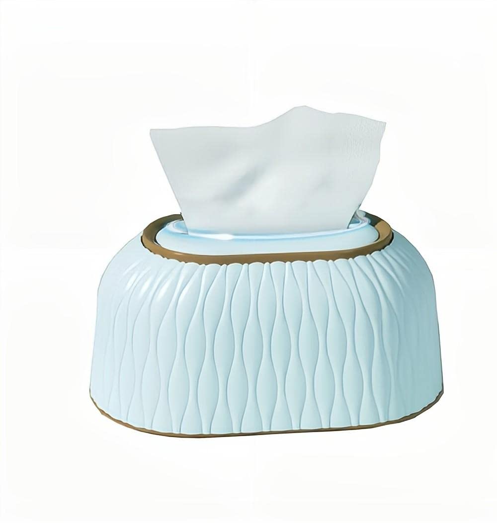 Rectangular Tissue Cover Holder Tissue Box Cover Dispenser Napkin Organizer for Bathroom Bedroom Office and Car (Blue)