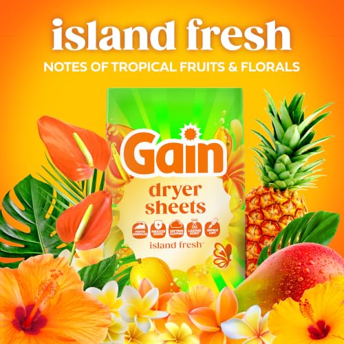 Gain, Laundry Dryer Sheets, Fabric Softener Anti Static Sheets, Island Fresh Scent, 240 Count - image 5