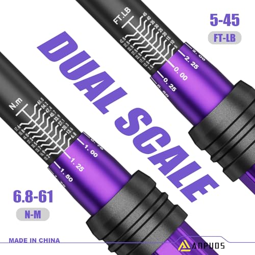 Image of ANPUDS 3 /8 Inch Drive Click Torque Wrench, 5-45 Ft-Lb /6.8-61Nm | Dual Direction, ±3% Accuracy, 72 Tooth, Lightweight Aluminum Torque Wrench for Bicycle, Moto and Car Spark Plug Repair