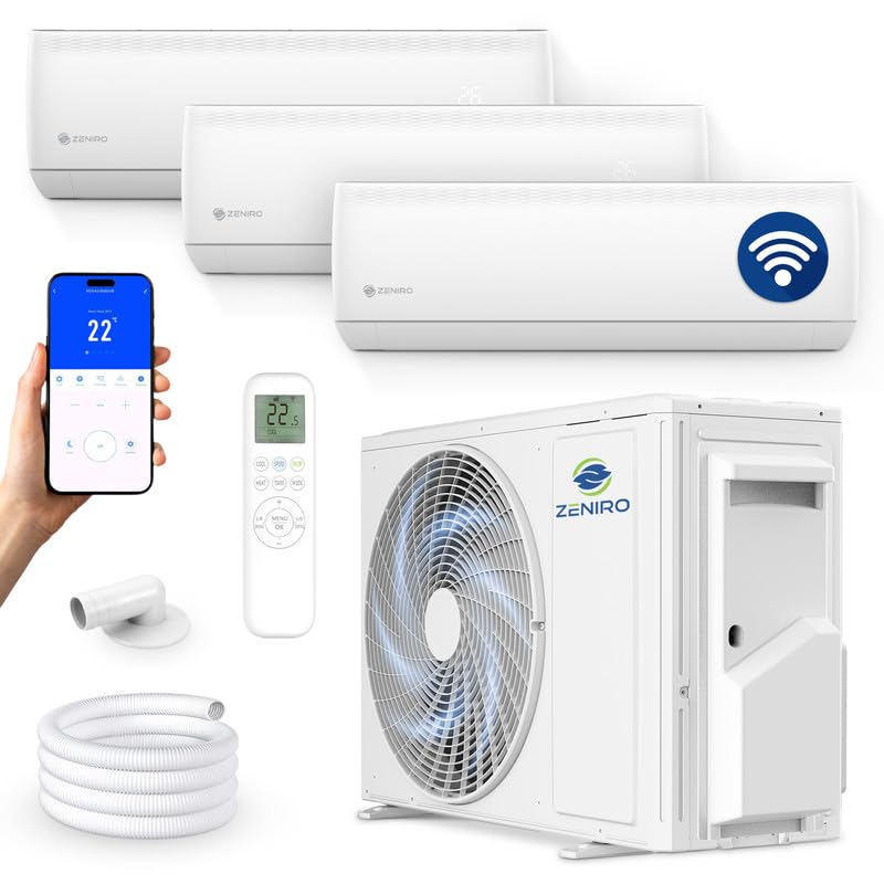 ZENIRO Klimaanlage Multisplit 3 Innengeräte Set (3 x 3,5kW) Klimagerät Air Conditioner mit Heizfunktion 27000 BTU 5,3kW A++ WiFi/App-Steuerung 4D...