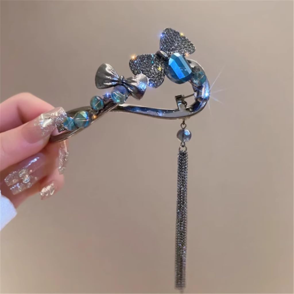 Metal black crystal word clip 8 word clip back of plate hair clip temperament hair jewelry