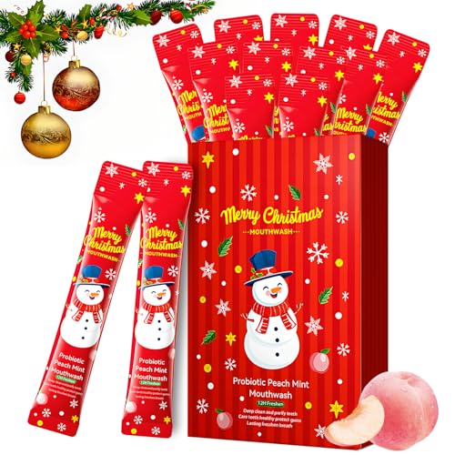 Colutorio Mini, Enjuague Bucal Sin Alcohol Portátil, Enguaje Bucal Navidad Regalos, Refrescar Aliento, Empaquetado Individualmente para Christmas Viajes, Citas (20×10ml, (Melocotón)