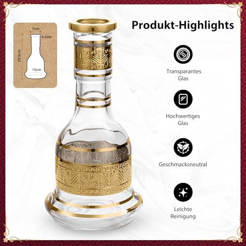 Luna Traditionelle Shisha Wasserpfeife Tradi Hookah Komplettset, Hochwertiges Metall Zink, Zubehör inkl. Glasbowl, Steinkopf, Kunstleder Schlauch mit Mundstück, Kaminaufsatz, Zange, Gabel