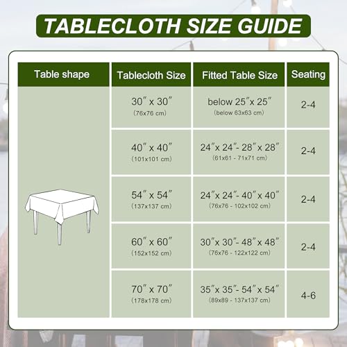 DWCN Square Tablecloth - 54 x 54 Inch - Waterproof Stain and Wrinkle Resistant Washable Table Cloth, Decorative Fabric Table Cover for Kitchen Dining Room Party and Outdoor Use, Emerald Green by DWCN - Used condition - Image 6