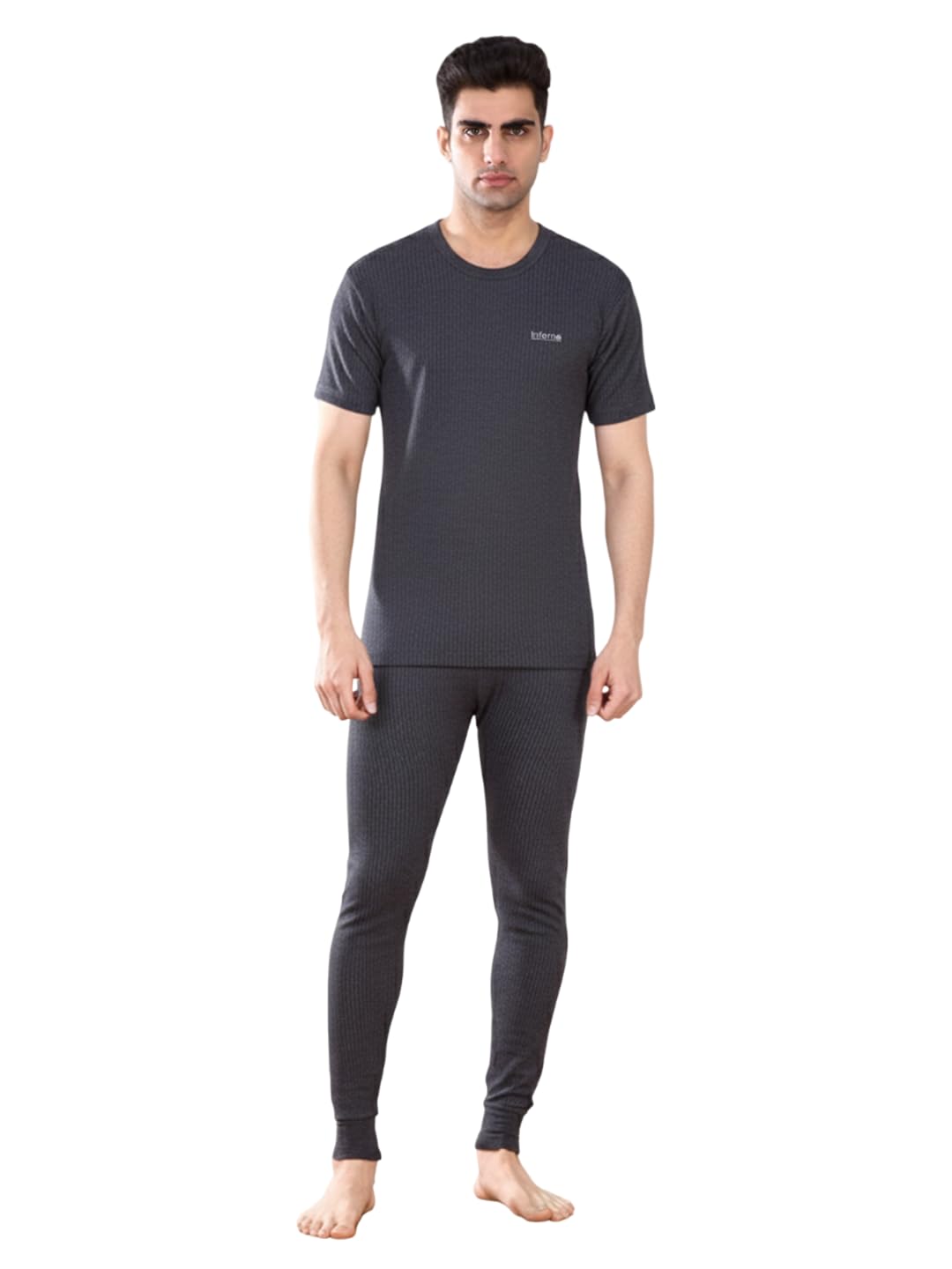 Men's Thermal Set | Half Sleeve Crew Neck Top & Bottom Winter Innerwear | Soft & Warm Cotton Fabric-image-14