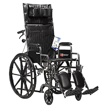 DynaRide Reclining Wheelchair with Detachable Desk Arms, 22" x 18" Seat, Silver Vein Finish