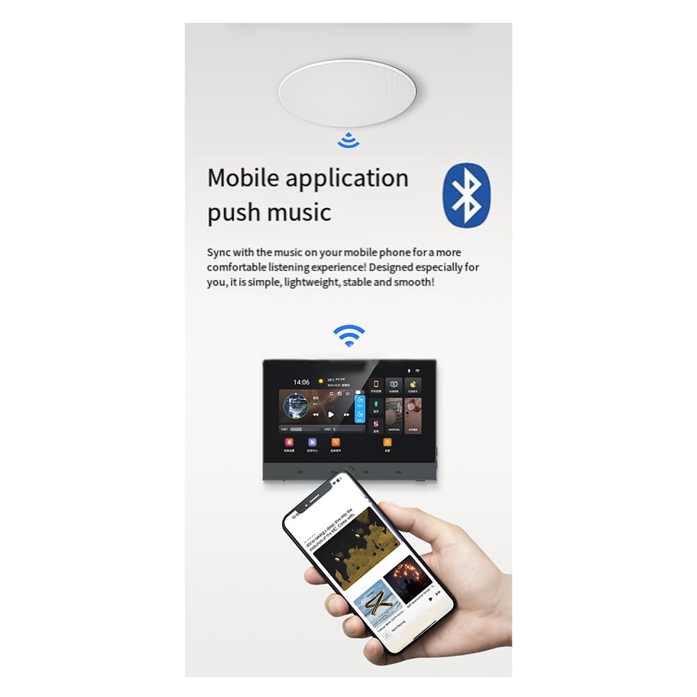 de Música Inteligente Tuya de 7 Pulgadas con Panel de Control Android 11 y Amplificador de Pared para Cine en Casa. Mini de Audio.