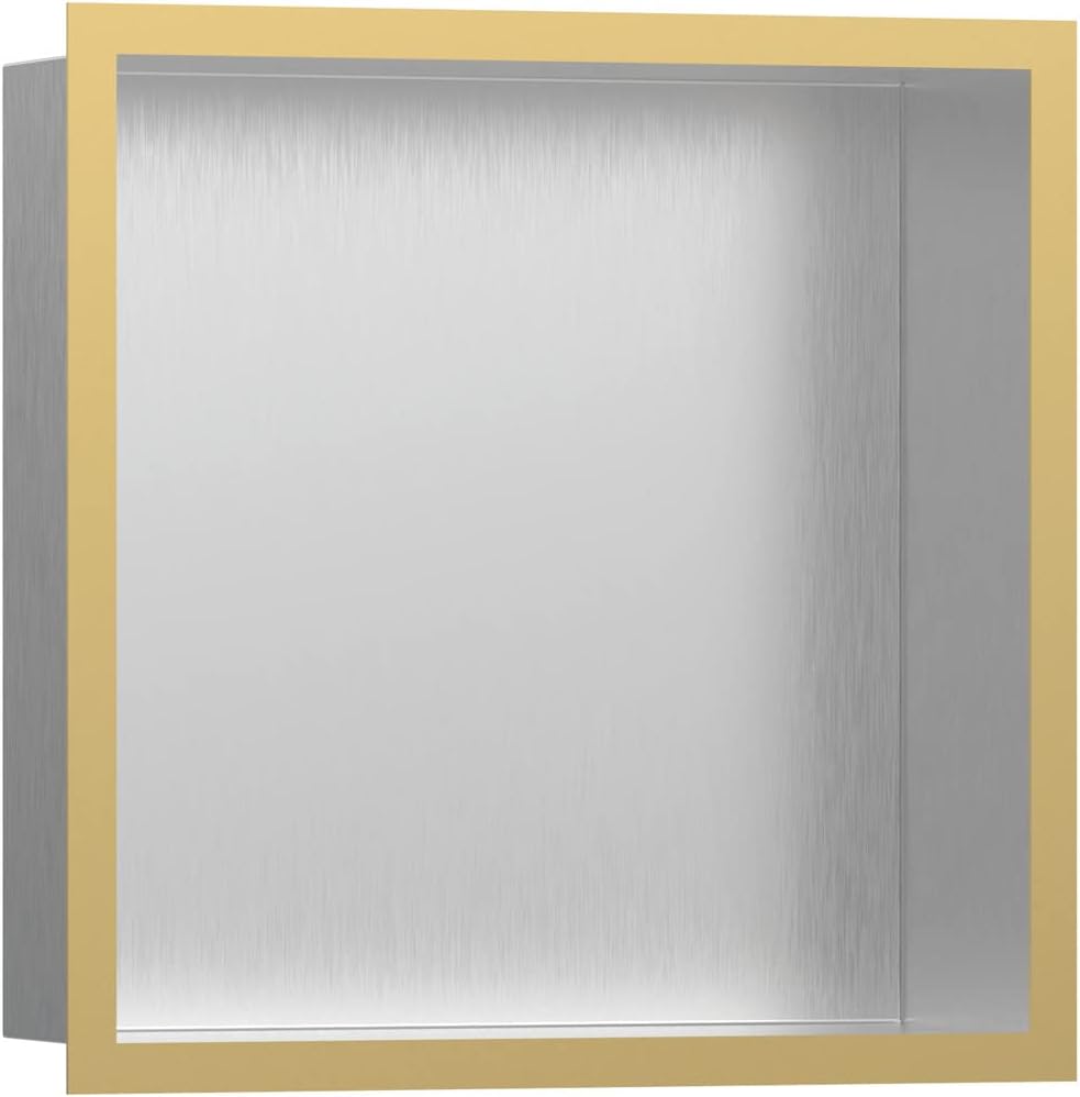 hansgrohe XtraStoris Individual Recessed Wall Niche Brushed Stainless Steel with Design Frame 12"x 12"x 4" in Brushed Bronze, 56097140