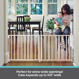Toddleroo by North States Extra Wide Swing Wooden Gate, Fits 60"- 103" Wide. Hardware Mount. Extra Wide Baby Gate, Child Gates for Wide Openings. Made in USA (27" Tall, Sustainable Hardwood) Toddleroo by North States Extra Wide Swing Wooden Gate, Fits 60″- 103″ Wide. Hardware Mount. Extra Wide Baby Gate, Child Gates for Wide Openings. Made in USA (27″ Tall, Sustainable Hardwood)
