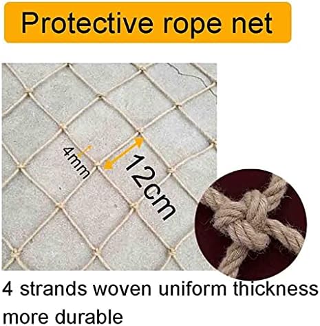 Hemp Rope Safety Net for Kids - 4mm x 12cm, 10m Long - Stair & Balcony Safety, Pond & Pool Protection, Childproof Barrier, Eco-Friendly Mesh Netting image 3