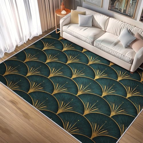 Art Deco Rugs 4x6, Geometric Washable 4 x 6 Area Rug for Living Room, Bedroom, Low Pile Non Slip Stain Resistant Carpet, Art Deco Home Decor Accessories & J518