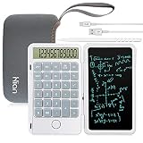 Hion Calculator,12-Digit Large Display Office Desk Calcultors with Erasable Writing Table,Rechargeab