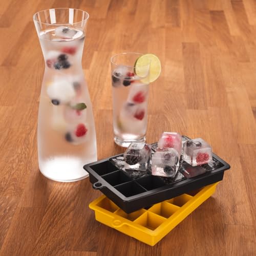 Foto von Blumtal Eiswürfelformen Silikon 2x15er - Eiswürfelform - Silikon Eiswürfelform für Eiswürfel 3,3 cm - 2 x Eiswürfelbehälter groß - BPA freie Eiswürfelform 2x - Black Blue und Spicy Mustard