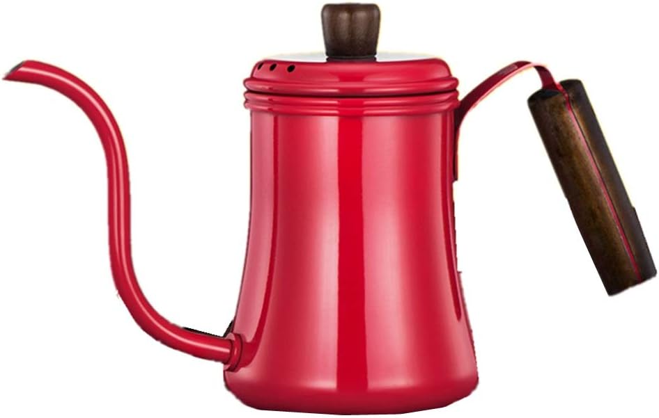 Pour Over Drip Pot Kettle 700ml Pour Over Coffee Drip Pot Stainless Steel Narrow Gooseneck Hand Coffee Maker Coffee Hand Drip Kettle Coffee Pots (Color : Red, Size : 700ml)