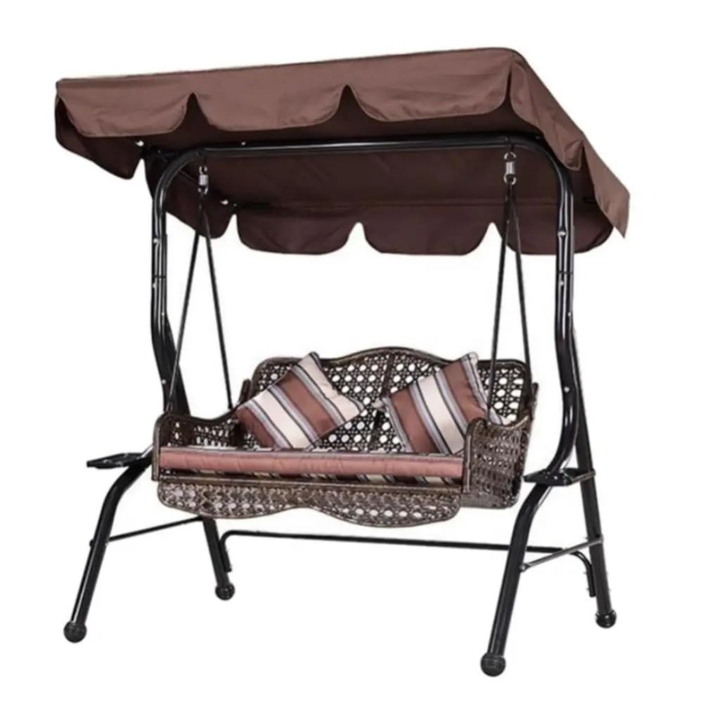Copri Dondolo Tenda Parasole Impermeabile a 3 posti, Tenda da Campeggio, Sostituzione del Tetto, Articoli da Giardino, Tessuto Parasole Altalena da Giardino(Black M)