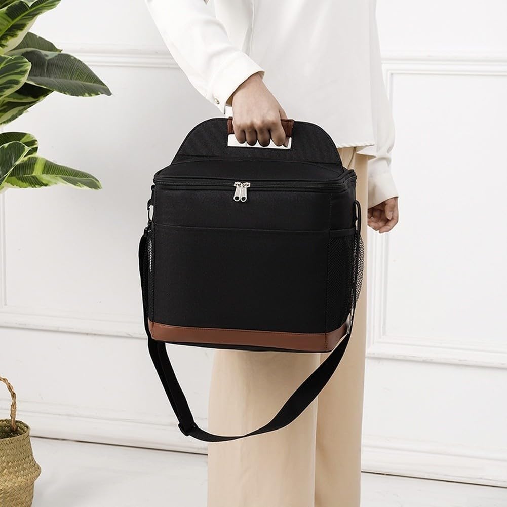 Sac à déjeuner isotherme de grand volume fabriqué à partir de tissu Oxford épais et de film PEVA de qualité alimentaire pour un transport sûr des repas (G)