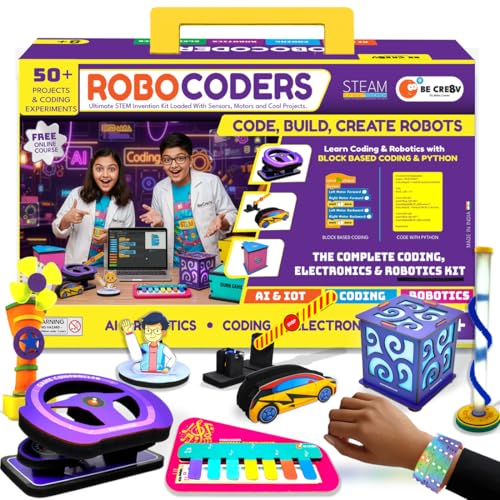 Be Cre8v 50 in 1 Robocoders Kit for Kids 8-14 | Coding & STEM Lea...