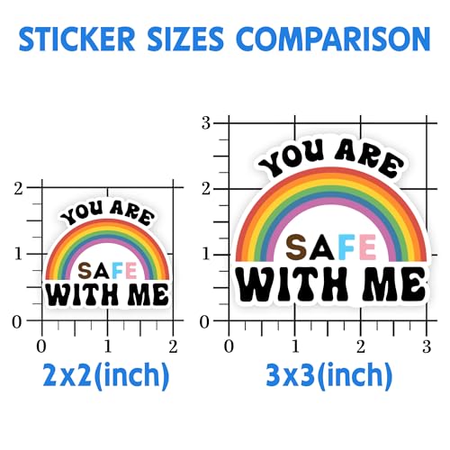 Image of Set 3Pcs You are Safe with Me Stickers, Water Assistant LGBT, Vinyl Inspirational Decal, Motivational Stickers for Laptop Water Bottles Phone Cases Car, Gay Kids (2 Inches)