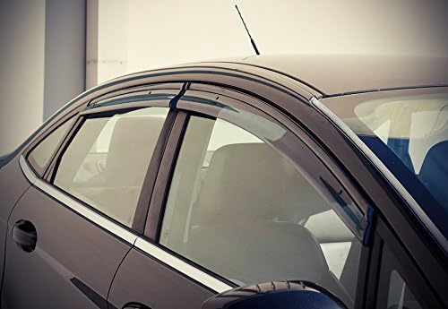 WellVisors Window Visors Wind Deflectors Compatible with Ford 2011-2019 Fiesta Sedan with Black Trim Rain Guards 3-847FD004